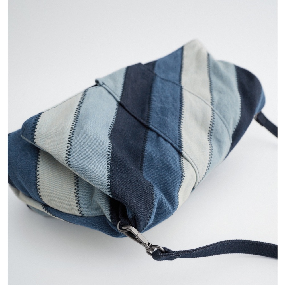 Zara Blue Denim Clutch Bag - Picture 9 of 11